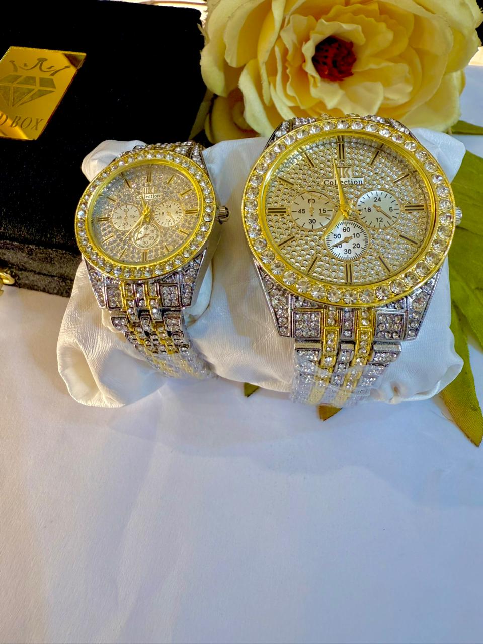Stainless Steel Diamond Stone Couple Watch