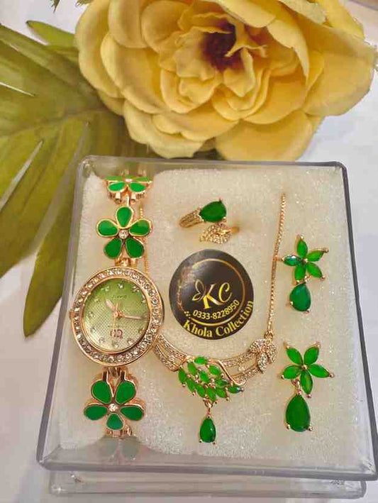 Gold-Tone Women’s Watch & Matching Jewellery Set