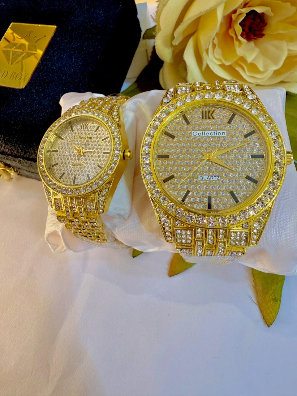 Stainless Steel Diamond Stone Couple Watch