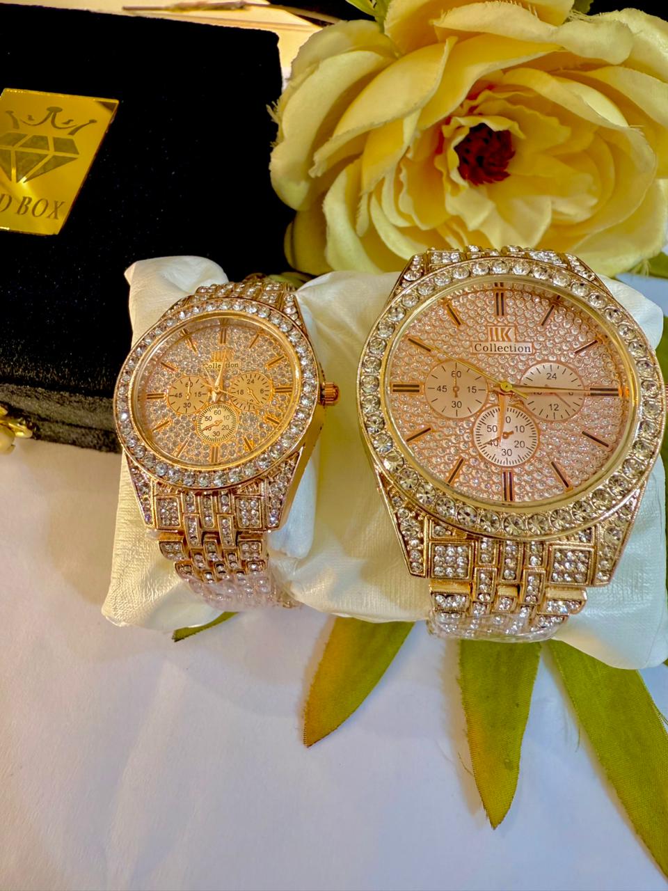 Stainless Steel Diamond Stone Couple Watch