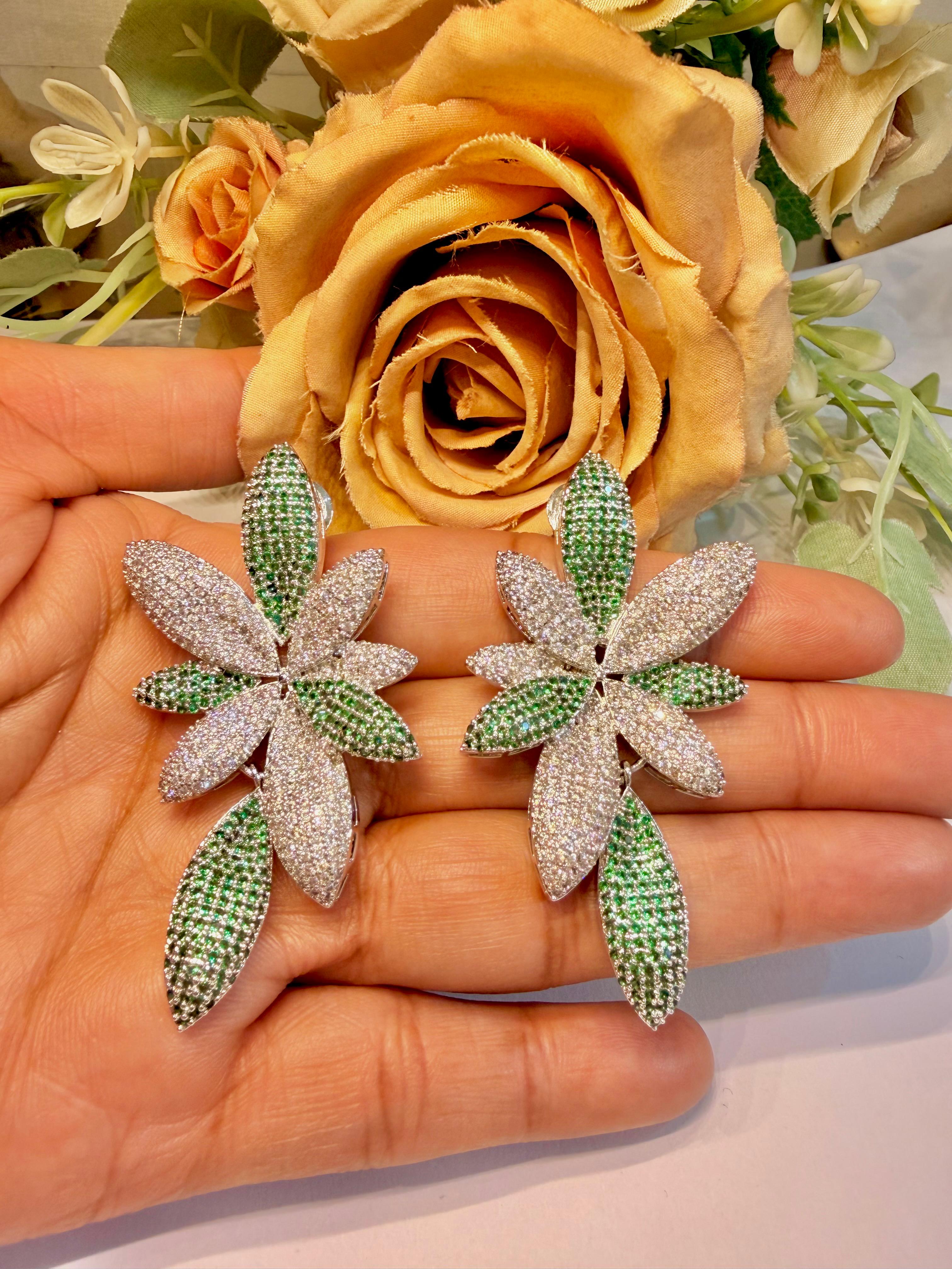 Gold-plated baroque flower drop earrings